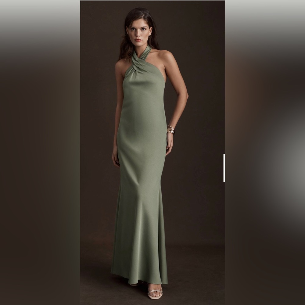 BHLDN Sage Green Halter Dress